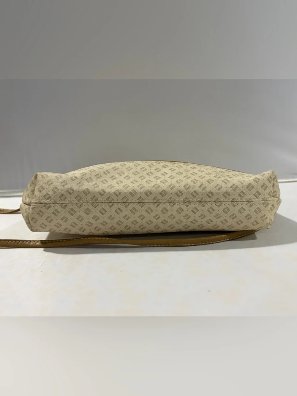 Cream and Tan‎ Crossbody Bag with Subtle Pattern
